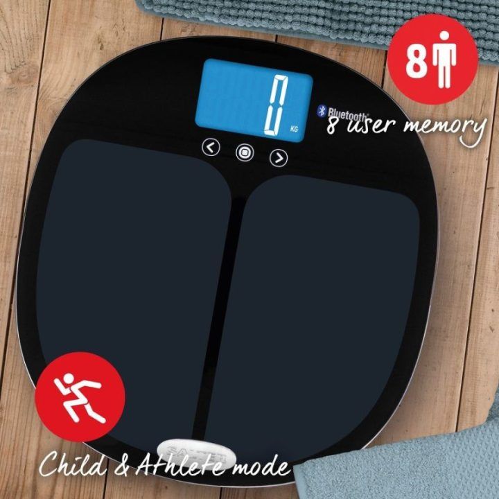 Kūno sudėties svarstyklės su Bluetooth ryšiu Salter Curve, juodos