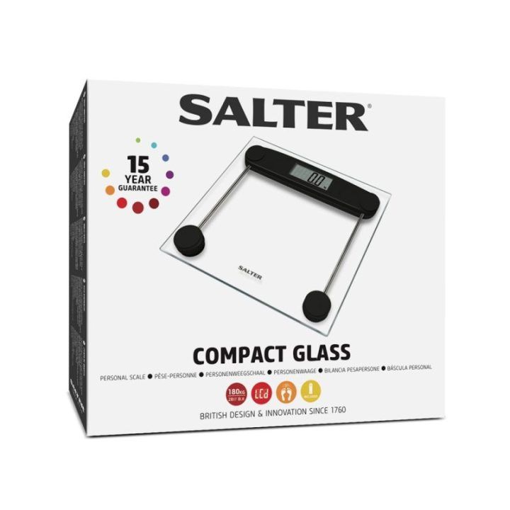 Kompaktiškos kūno svarstyklės Salter 9208 BK3R, 30 × 25 × 2,8 cm