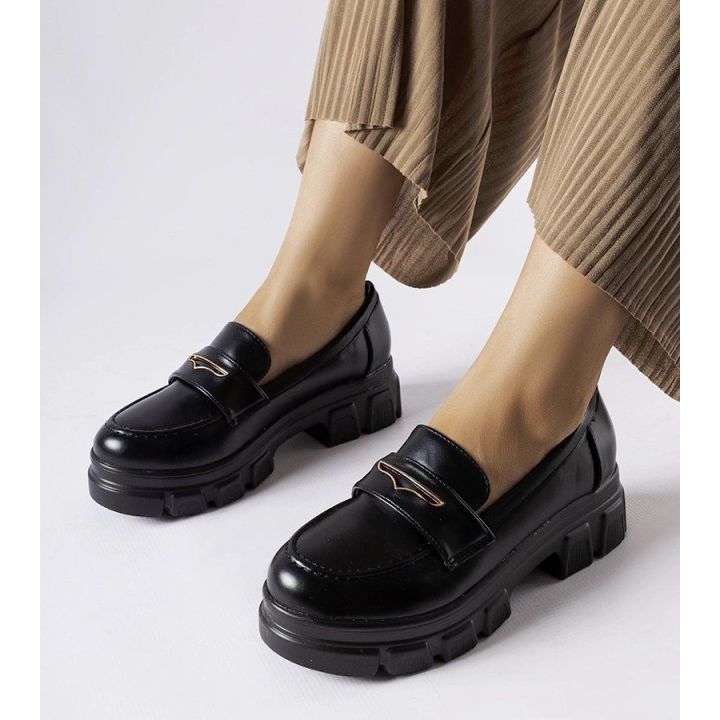 Juodi mokasinai su cirkonais Hartford XJ-379 BLACK