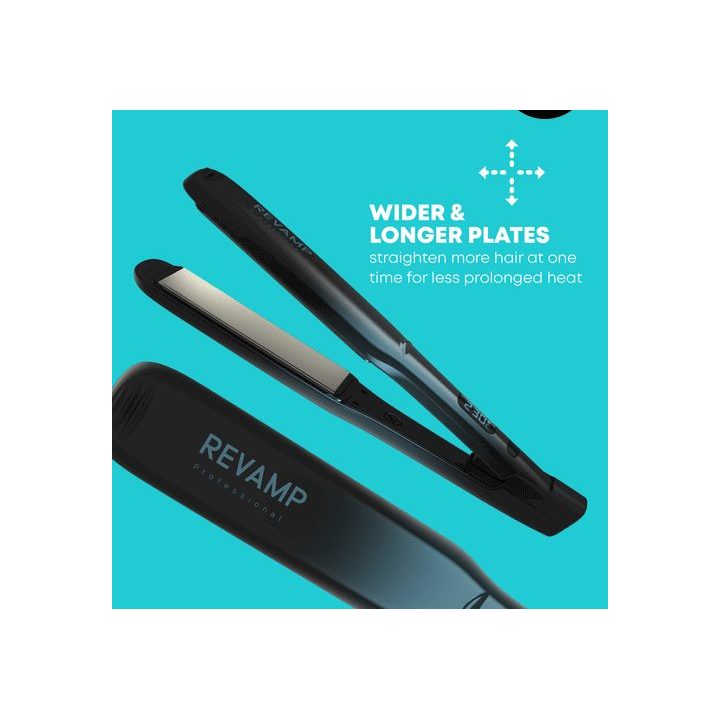 Plaukų tiesintuvas su plačiomis keraminėmis plokštėmis Revamp Progloss Wide Ultra X Shine