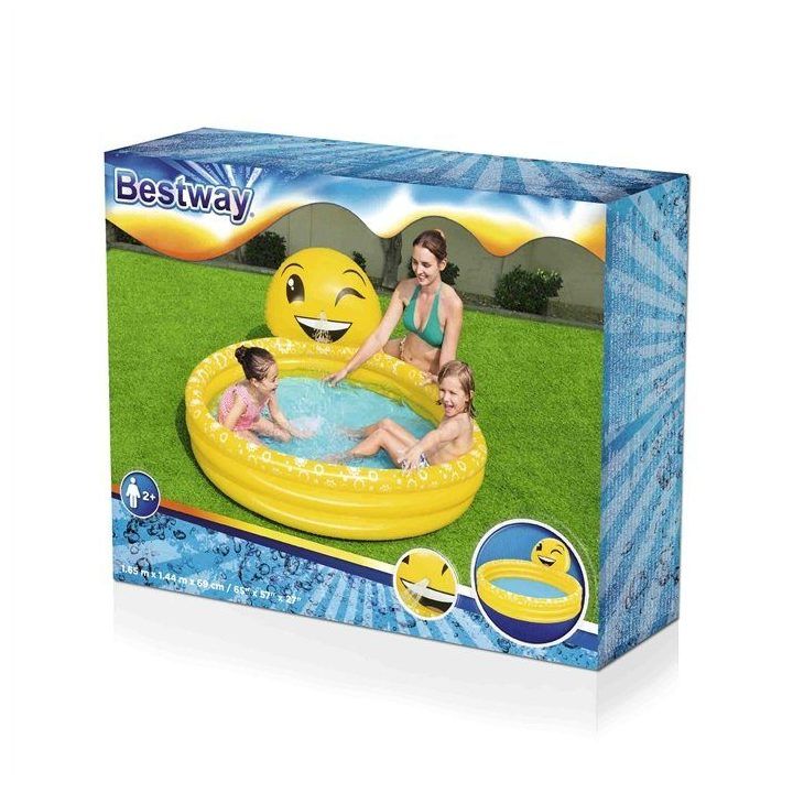 Baseinas su besišypsančio veiduko motyvu ir vandens purkštuvu Bestway Summer Smiles, 282 l