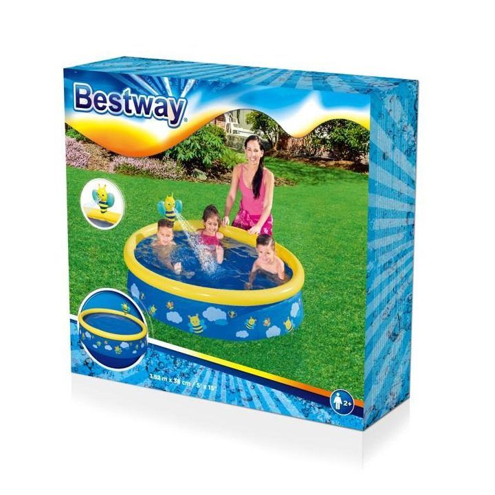 Baseinas su purkštuvu Bestway My First Fast Set, 477 l, 152 × 152 × 38 cm