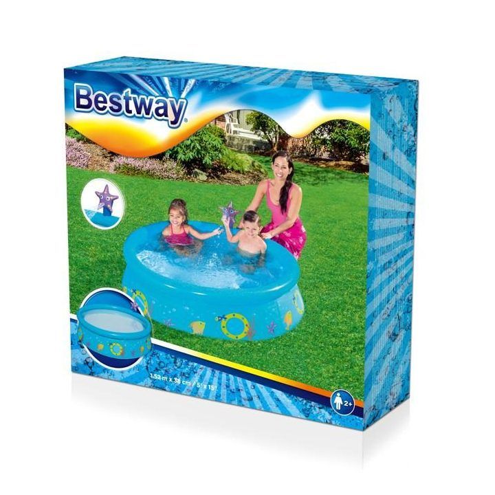 Baseinas su purkštuvu Bestway My First Fast Set, 477 l, 152 × 152 × 38 cm
