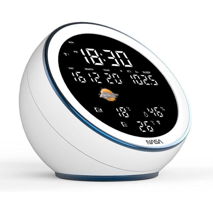 Orų stotelė su Bluetooth garsiakalbiu NASA WSP1500 Moon, 3 W, balta