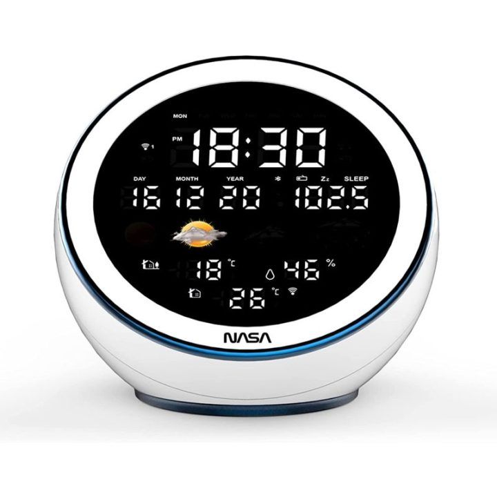 Orų stotelė su Bluetooth garsiakalbiu NASA WSP1500 Moon, 3 W, balta