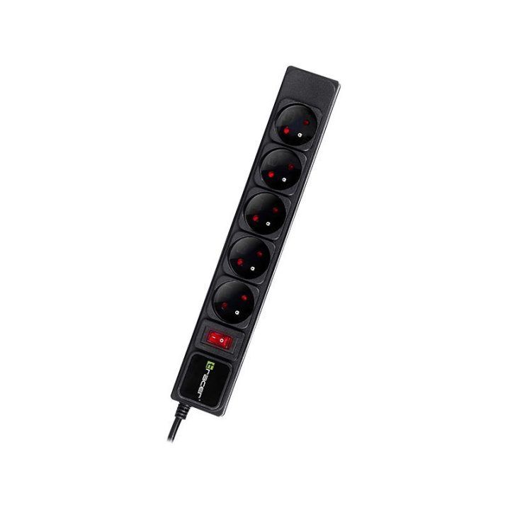 Maitinimo ilgintuvas su viršįtampių apsauga Tracer PowerWatch, 1,5 m, juodas