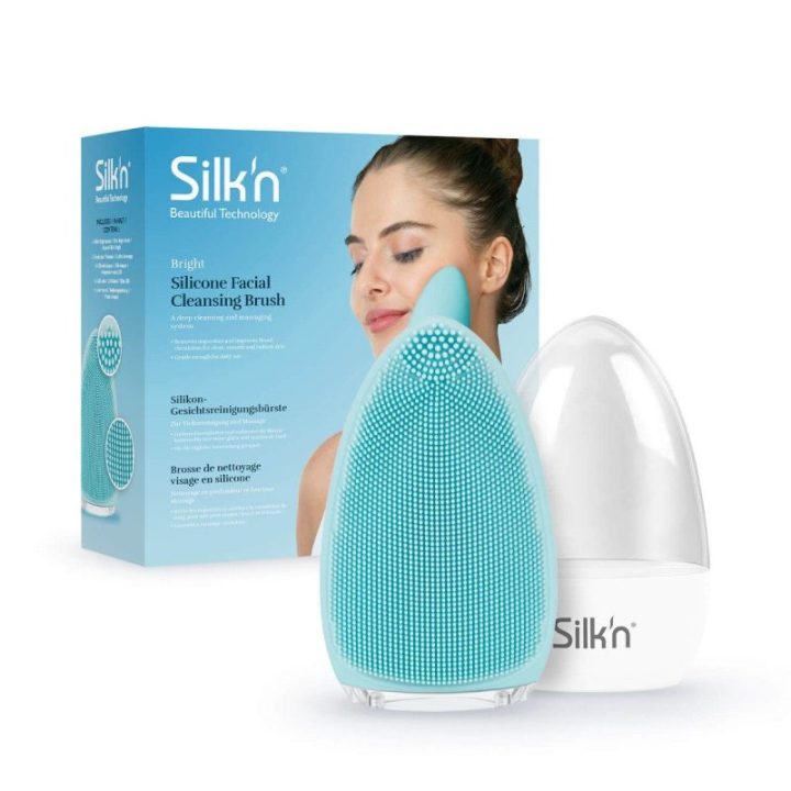 Silikoninis veido valymo šepetėlis Silkn Bright, šviesiai mėlynas