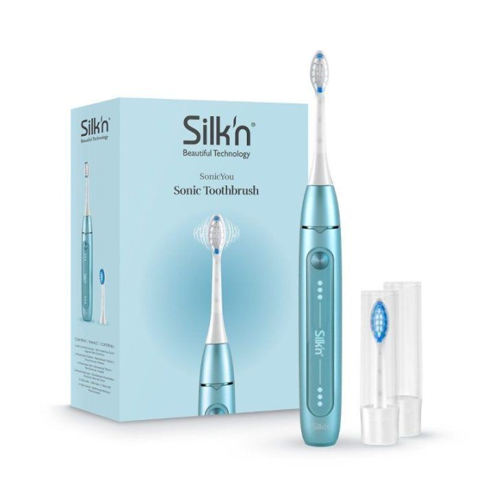 Garsinis elektrinis dantų šepetėlis Silk'n SonicYou, šviesiai mėlynas