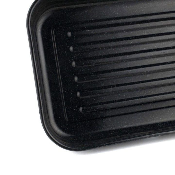 Stačiakampė emaliuota kepimo skarda Russell Hobbs VIT Enamel, 42 cm, juoda