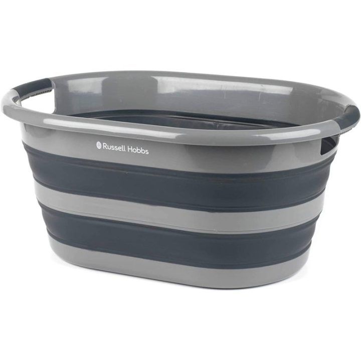 Sulankstomas skalbinių krepšys Russell Hobbs, 27 l, juodas su pilka