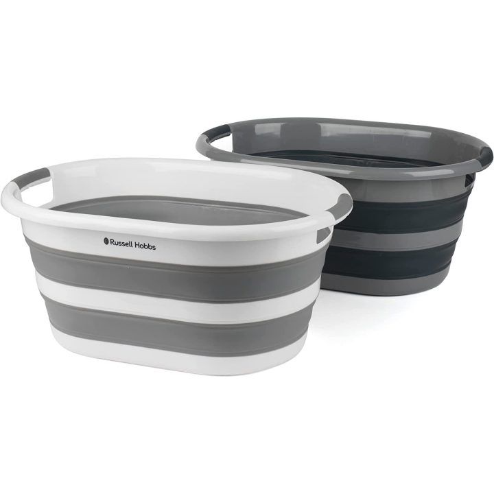 Sulankstomas skalbinių krepšys Russell Hobbs, 27 l, juodas su pilka