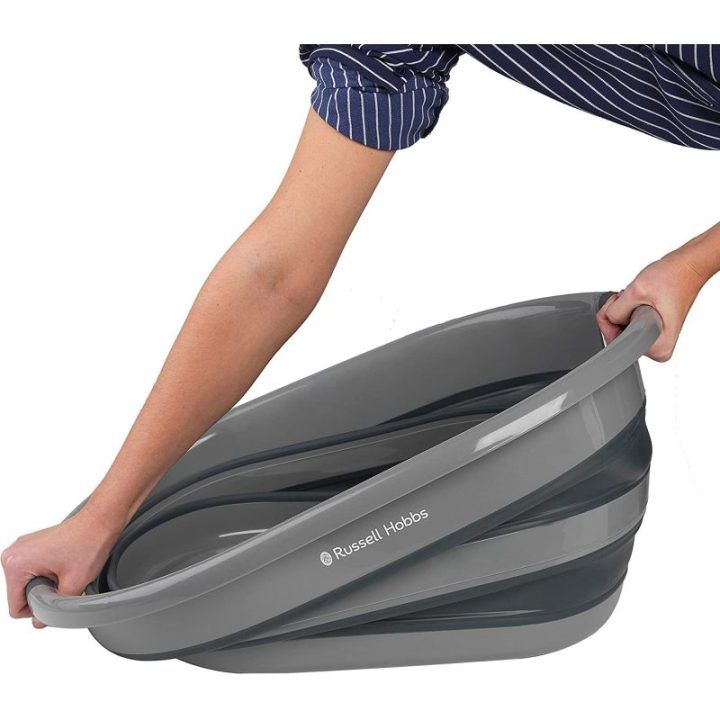 Sulankstomas skalbinių krepšys Russell Hobbs, 27 l, juodas su pilka