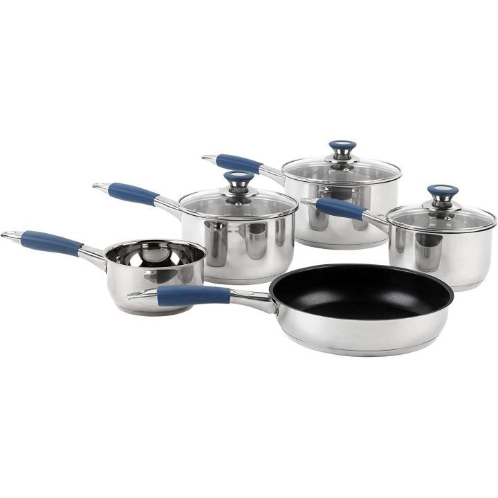 Puodų ir keptuvių rinkinys Russell Hobbs Opulence, 5 vnt., mėlynas