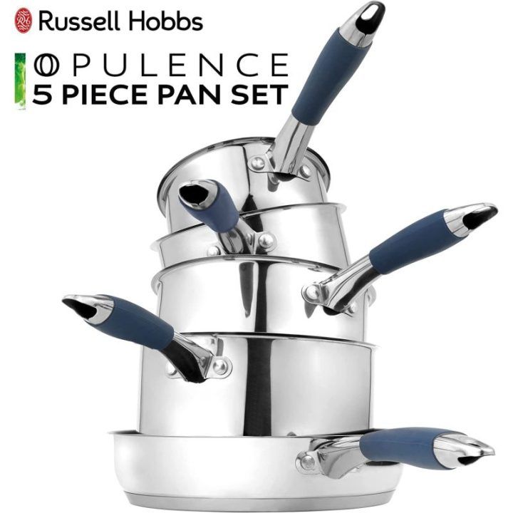 Puodų ir keptuvių rinkinys Russell Hobbs Opulence, 5 vnt., mėlynas