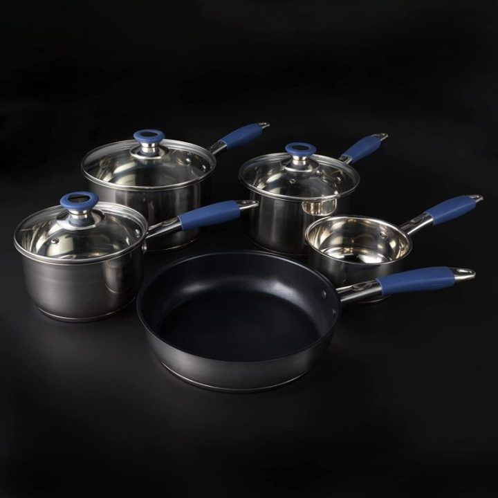 Puodų ir keptuvių rinkinys Russell Hobbs Opulence, 5 vnt., mėlynas