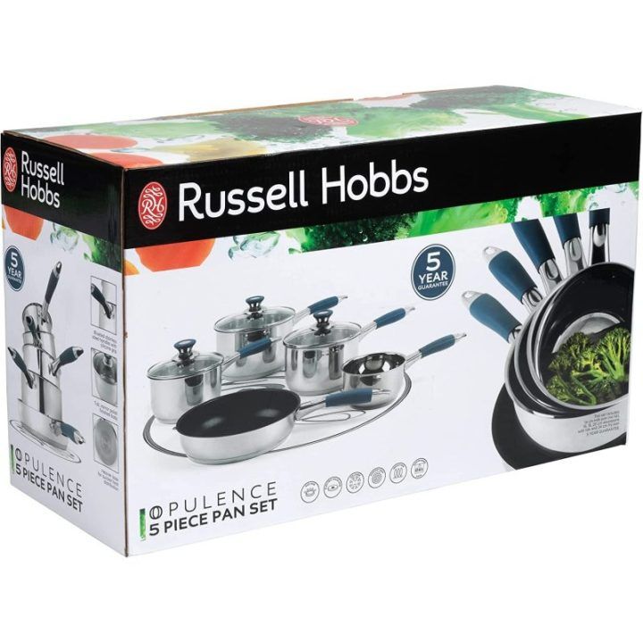 Puodų ir keptuvių rinkinys Russell Hobbs Opulence, 5 vnt., mėlynas
