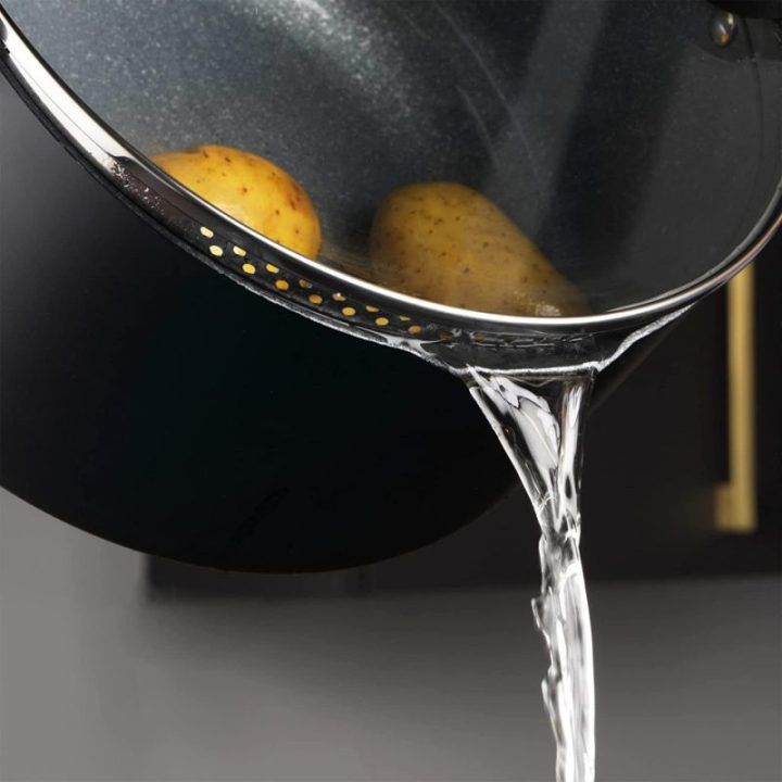 Puodo ir keptuvių rinkinys su nepridegančia marmuro efekto danga Russell Hobbs RH01840EU7, 24 cm, 4 vnt., juodas
