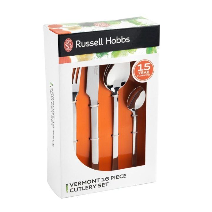 Stalo įrankių rinkinys iš nerūdijančiojo plieno Russell Hobbs Vermont, 16 vnt