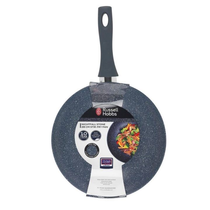 Keptuvė su dviejų sluoksnių nepridegančia danga Russell Hobbs Nightfall, 28 cm, mėlyno marmuro spalvos