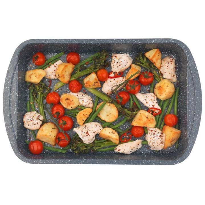 Kepimo skarda su nepridegančia danga Russell Hobbs Nightfall, 38 cm, mėlyno marmuro spalvos