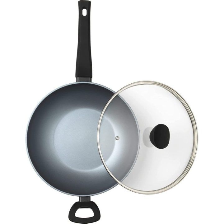 Wok keptuvė su nepridegančia danga Russell Hobbs, 28 cm, pilka