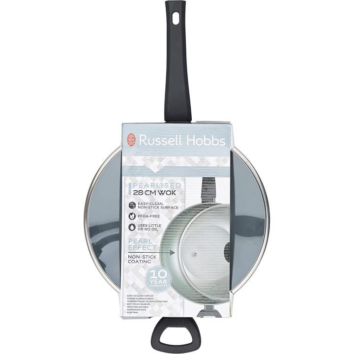 Wok keptuvė su nepridegančia danga Russell Hobbs, 28 cm, pilka