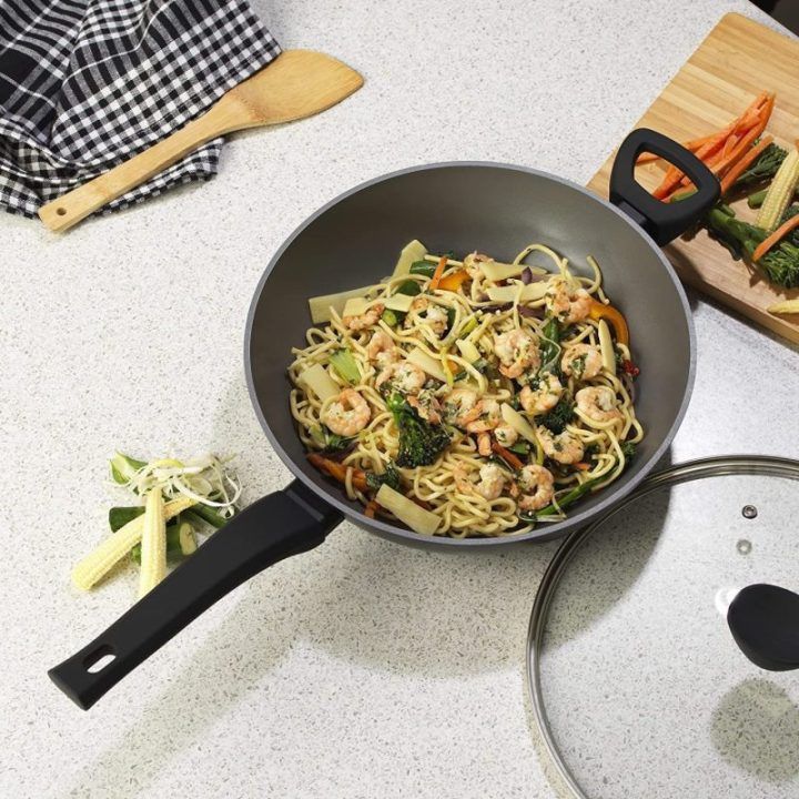 Wok keptuvė su nepridegančia danga Russell Hobbs, 28 cm, pilka