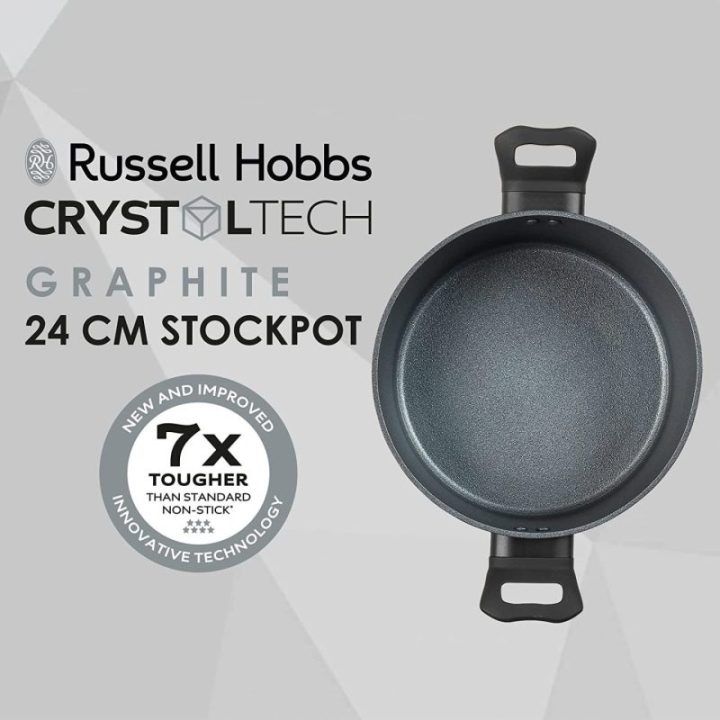 Aukštas nelipnus puodas Russell Hobbs Crystaltech, 24 cm