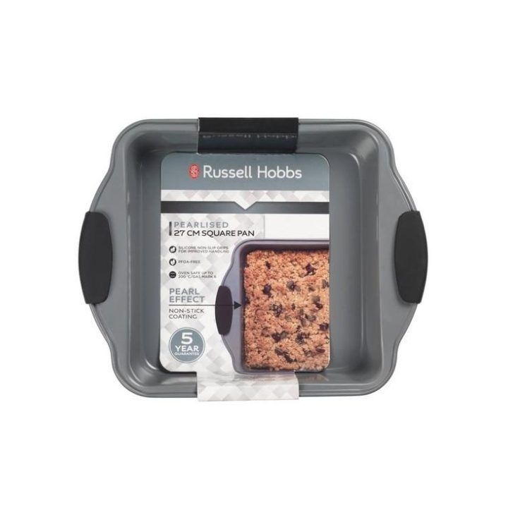 Kvadratinė kepimo forma su nepridegančia danga Russell Hobbs, 27 cm, pilka