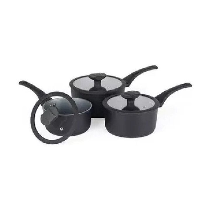 Puodų rinkinys su dangčiais Russell Hobbs Crystaltech, 3 vnt., grafito spalvos