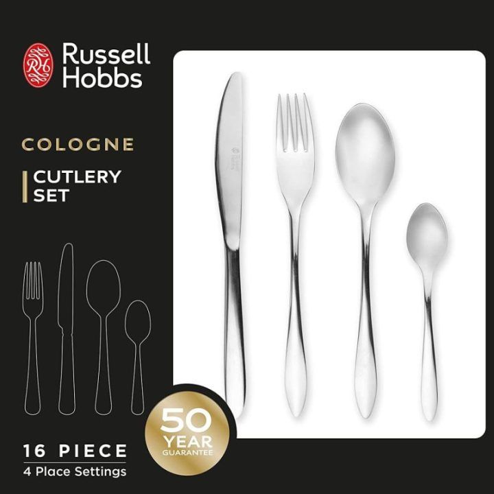 Stalo įrankių rinkinys iš nerūdijančiojo plieno Russell Hobbs Cologne, 16 vnt