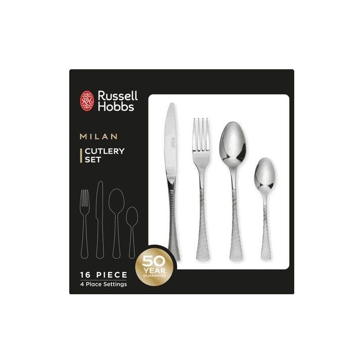 18/10 nerūdijančiojo plieno stalo įrankių rinkinys Russell Hobbs Milan, 16 vnt