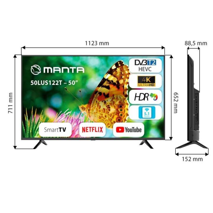 Išmanusis UHD televizorius Manta 50LUS122T, 50 colių