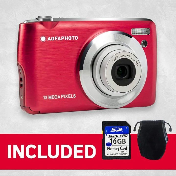 Skaitmeninis fotoaparatas su 8× optiniu priartinimu AgfaPhoto DC8200, 18 MP, raudonas