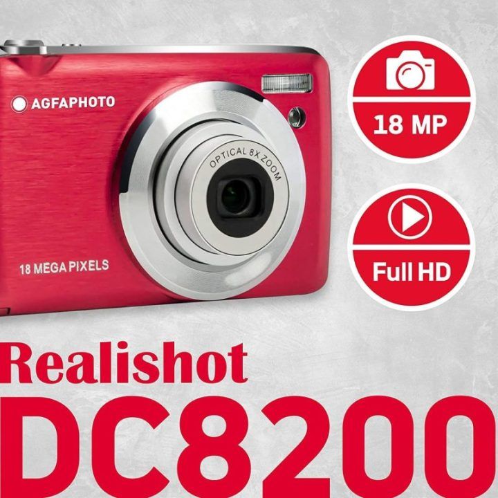 Skaitmeninis fotoaparatas su 8× optiniu priartinimu AgfaPhoto DC8200, 18 MP, raudonas