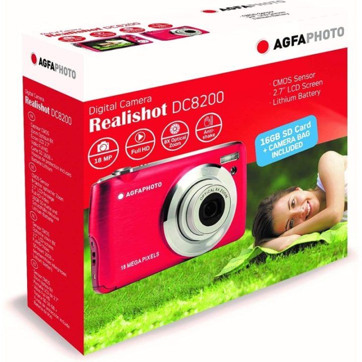 Skaitmeninis fotoaparatas su 8× optiniu priartinimu AgfaPhoto DC8200, 18 MP, raudonas