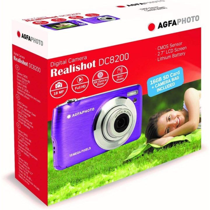 Fotoaparatas su 8× optiniu priartinimu AgfaPhoto DC8200, 18 MP, violetinis