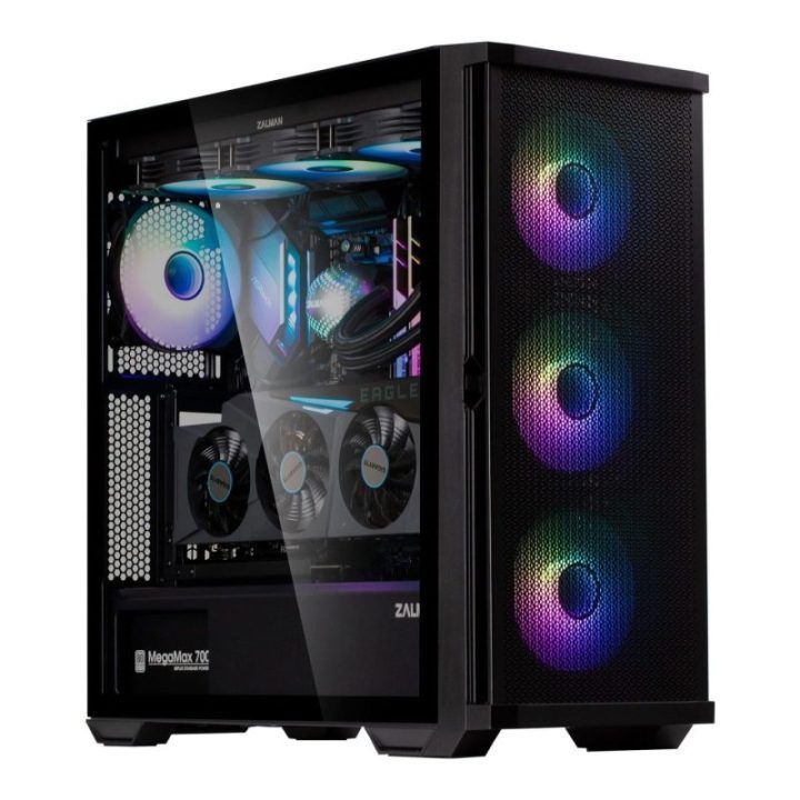 ATX kompiuterio korpusas su 4 ARGB ventiliatoriais Zalman Z10 DUO, juodas