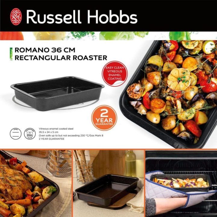 Stačiakampė kepimo skarda Russell Hobbs Romano, 36 cm, juoda
