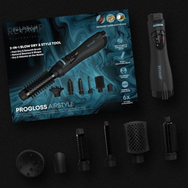 Plaukų formavimo džiovintuvas su 6 priedais Revamp Progloss Ionic Airstyle, 3 m