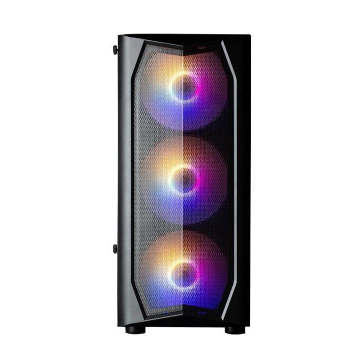 ATX formato vidutinio dydžio kompiuterio korpusas su 6 RGB ventiliatoriais Zalman N4 Rev.1, juodas