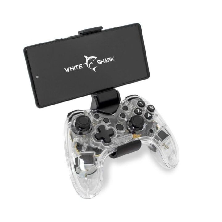 Belaidis žaidimų valdiklis su RGB apšvietimu White Shark LEGION GPW-8039, skaidrus