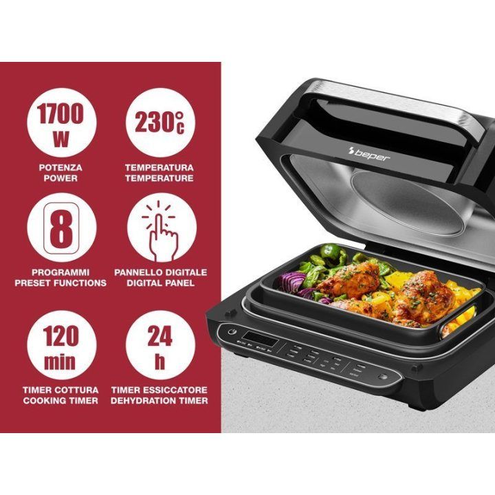 Karšto oro gruzdintuvė su skaitmeniniu valdymu Beper P101FRI080, 1 500–1 700 W