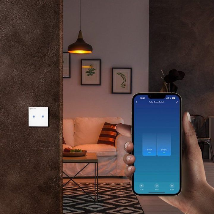 Dviejų kanalų išmanusis Wi-Fi jungiklis Tellur SS2N, 1800 W, 10 A