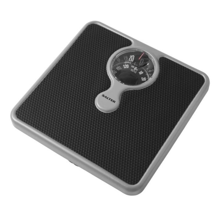 Mechaninės vonios svarstyklės su didinamuoju lęšiu Salter, iki 133 kg, sidabro spalvos su juoda