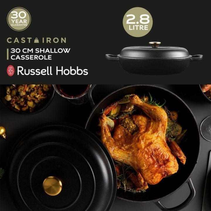 Ketaus troškintuvas Russell Hobbs, 30 cm, juodas