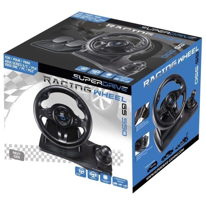 Žaidimų vairas su pavarų perjungimo svirtimi Subsonic Superdrive GS 550, 25 cm