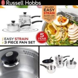 Puodų rinkinys su sieteliais Russell Hobbs Easy Strain, 3 vnt., 16/18/20 cm