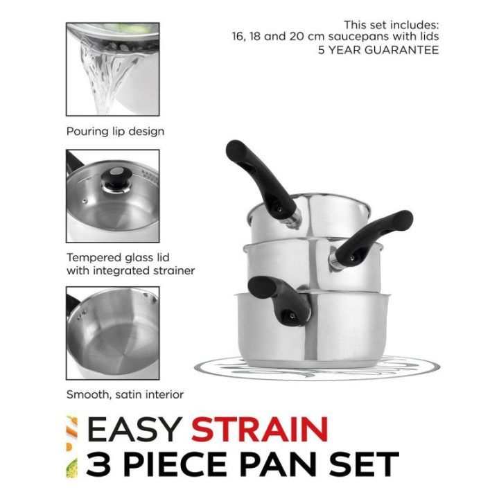 Puodų rinkinys su sieteliais Russell Hobbs Easy Strain, 3 vnt., 16/18/20 cm