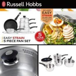 Puodų ir keptuvių rinkinys Russell Hobbs Easy Strain, 5 vnt